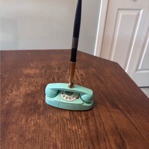 Vintage Mini 4" Aqua Blue Princess Rotary Promo Telephone Advertising Pen Holder